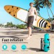 Inflatable stand-up paddle board with carry bag, designed for durability and portability, ideal for water adventures.