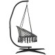 Black powder-coated solid steel hammock frame stand with X base, ideal for indoor and outdoor use.