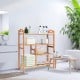 Four-tier bamboo storage shoe rack with slatted design, ideal for entryway or bathroom organization.