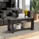 Rectangular coffee table with a smooth melamine finish, showcasing an open shelf for easy access to magazines and decor.