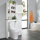 White over-the-toilet cabinet with enclosed shelf and mirror door, designed for efficient bathroom space utilization.
