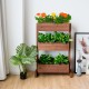 3-tier raised garden bed made of solid wood, featuring adjustable shelves and drainage holes for plant care.