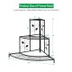 Three-tier floral corner metal plant pot rack in black, ideal for displaying plants and decorative items in any corner.