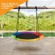 40-inch flying saucer tree swing in rainbow colors, perfect for outdoor play and easy to mount on a swing set or tree.