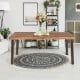 Rectangular acacia wood dining table with steel legs, featuring a waterproof surface, ideal for living room or patio.
