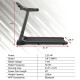 Electric treadmill with 2.25HP motor, LED monitor, and Bluetooth for home workouts, measuring 51.5" x 26.5".