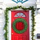 48-inch pre-lit artificial Christmas wreath with 200 warm LED lights, perfect for decorating front doors and creating a.