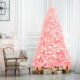 Full view of a 7.5 feet pink artificial Christmas tree with white ornaments, perfect for festive home or commercial.