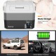 Portable 70 Quart electric car camping cooler with dual-zone design, shockproof features, and energy-saving modes.