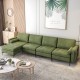 L-shaped modular sectional sofa in army green suede with reversible chaise, USB ports, and soft back cushions for.