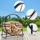 30-inch tubular steel log hoop firewood storage rack with double-ring design, sturdy black powder-coated finish for.