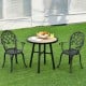 29-inch round patio bistro table with wood-like top, sturdy steel frame, perfect for outdoor dining or garden use.