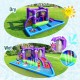 Inflatable water slide park featuring octopus design, splash pool, and multiple activities for kids' outdoor fun.