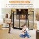 3-panel folding wrought iron fireplace screen in black with tools set, ensuring safety for children near the fire.