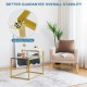 2-tier end side table with metal frame, adjustable foot pads, and elegant marble patterns for versatile living room use.