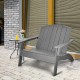 Gray HDPE patio Adirondack chair with wide armrests, perfect for outdoor relaxation on the porch or backyard.