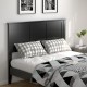 Black flat panel headboard made of sturdy pine wood and plywood, adjustable height for standard full size bed frames.