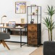 Freestanding vertical 3-drawer dresser in rustic brown with 3 open shelves, ideal for living room or study storage.