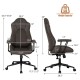 High adjustable back executive office chair in brown with ergonomic design, armrests, and 275 lbs weight capacity.
