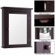 Wall-mounted brown mirror medicine cabinet with 2-tier storage, magnetic lock, and durable MDF construction for.