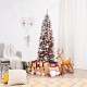 Snow flocked pencil Christmas tree with 500 branch tips, elegantly displayed with festive decorations in a cozy living.