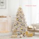 6 feet hinged unlit artificial silver tinsel Christmas tree with sturdy metal stand, perfect for festive indoor.