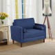 Oversized linen club armchair in navy with rubber wood legs and side pillows, perfect for modern home decor.