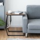 C-shaped vintage end table featuring a sturdy metal frame and wooden top, designed to slide under sofas for easy access.