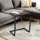 C-shaped steel frame side table with waterproof MDF top, perfect for use beside a sofa or bed for space-saving.