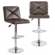 Brown PU leather bar stools set of 2 with back, adjustable height, and chrome base for comfort and stability.