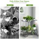 6-tier garden cart flower rack in black, showcasing plants for indoor and outdoor decor, enhancing space utilization.