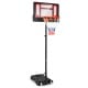 Portable basketball hoop with adjustable height from 4.3FT to 8.2FT, featuring wheels for easy mobility and a.
