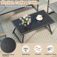 Rectangle coffee table with tempered glass top, part of a gray 4-piece outdoor patio furniture set for versatile.