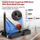 Basketball hoop system base with HDPE design, filled with sand or water for stability, featuring basketball storage.