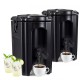 Insulated beverage dispensers set of 2 in black, featuring ergonomic handles and drip-proof faucets for easy serving.