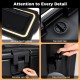 Close-up of the drip-proof faucet and reliable latches on the 4.4-gallon insulated beverage dispenser in black.