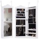 Wall mounted jewelry armoire with full-size mirror, featuring 4 shelves, 23 hooks, and 72 ring slots for organized.