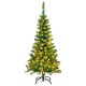4.5 ft pre-lit pencil Christmas tree with 150 LED lights, featuring a lush appearance and sturdy X-shaped metal stand.