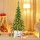 4.5 ft pre-lit pencil Christmas tree with warm white LED lights, featuring a slim design and realistic branch tips.