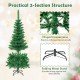 4.5 ft pre-lit artificial fir pencil Christmas tree with 150 LED lights, featuring a hinged design and sturdy metal.