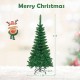 4.5 ft pre-lit pencil Christmas tree with 150 warm white LED lights, slim design for easy decoration in small areas.