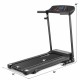 Foldable electric treadmill with LCD screen, adjustable speed settings, and compact design for indoor exercise.