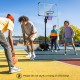 Adjustable basketball hoop with shatterproof backboard, suitable for indoor and outdoor play, featuring a fillable base.