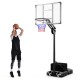 Adjustable basketball hoop with shatterproof backboard, suitable for indoor and outdoor use, featuring a portable.