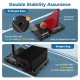 Close-up of the fillable base and weight bag for the adjustable basketball hoop, ensuring enhanced stability and.