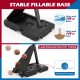 Portable basketball hoop with adjustable height, fillable base, and large rebounder board for training and storage.