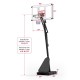 Adjustable 4.9-10 feet portable basketball hoop with fillable base, shown with dimensions for versatile placement.