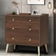 4-drawer dresser cabinet in brown with rubber legs, offering stylish storage for living room or bedroom.