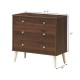 Side view of the 4-drawer dresser cabinet in brown, highlighting its elegant design and solid rubberwood splay legs for.