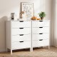 4-drawer white dresser with minimalist design, cut-out handles, and anti-tipping kits, ideal for bedroom or living room.